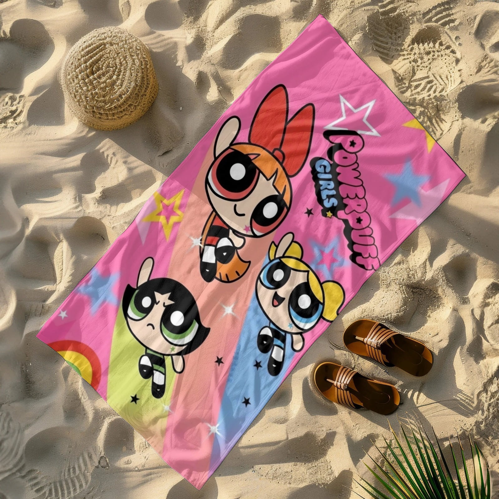Powerpuff Girls Gifts Beach Towel for Women Girl Birthday Inspired Fan Bath Outdoor Music Lover