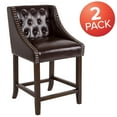 thumbnail image 3 of Flash Furniture 2 Pk. Carmel Series 24" High Transitional Tufted Walnut Counter Height Stool with Accent Nail Trim in Brown LeatherSoft, 3 of 14