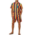 thumbnail image 2 of Lars Amadeus Striped Shirt Set for Men's Short Sleeves Beach Hawaiian Shirt and Shorts Suits, 2 of 4