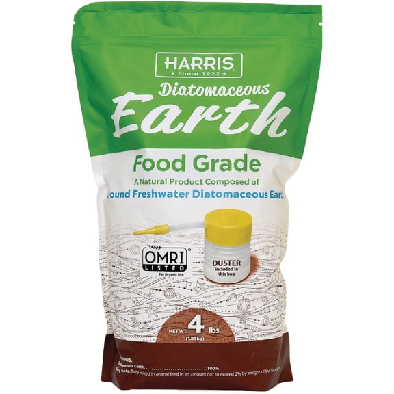 HARRIS DE-FG4P Diatom Diatomaceous Earth Food Grade, 4lb w/Free, Duster, Orinal Vesion Limited Edition
