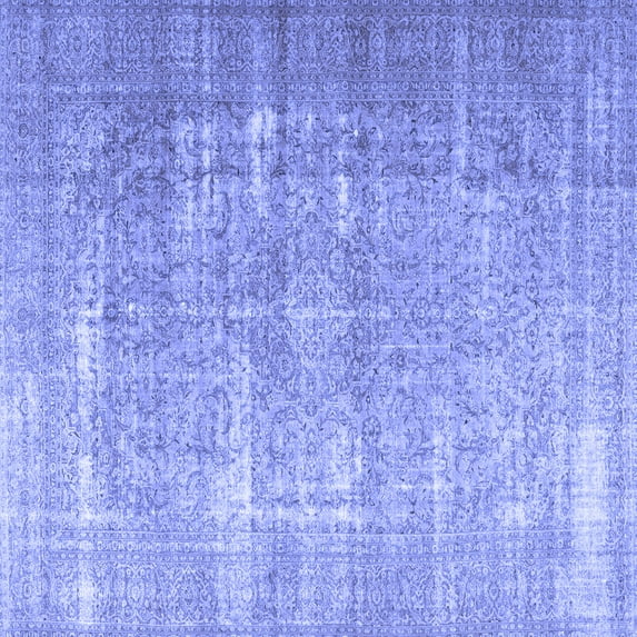 Ahgly Company Machine Washable Indoor Square Persian Blue Traditional Area Rugs, 3' Square