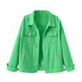 thumbnail image 2 of Women Spring And Autumn Coats Warm Solid Long Sleeve Denim Jacket Outerwear, 2 of 4