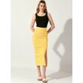 thumbnail image 2 of DARING DIVA Women's Long Pencil Skirt Business Button Decor Midi Skirts S Yellow, 2 of 6