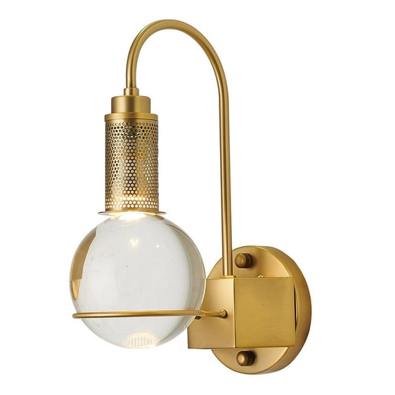 Bethel International Wall Sconce Antique Brass Metal & Crystal