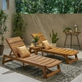 thumbnail image 4 of Noble House Mahi 3-Piece Outdoor Acacia Wood Chaise Lounge Set in Teak/Brown, 4 of 19