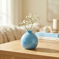 thumbnail image 3 of REGALWOVEN Small Ceramic Bud Vase, Short Round Flower Vase for Single Stem, Tiny Matte Decorative Vase for Shelf, Tiered Tray Blue 2.6"L x 2.6"W x 2.8"H, 3 of 6