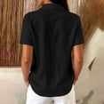 thumbnail image 3 of Guluxicc Women's Linen Lounge Shirts Loose Pullover Collared V Neck Solid Tops for Everyday Wear Summer Casual Outfits, 3 of 6