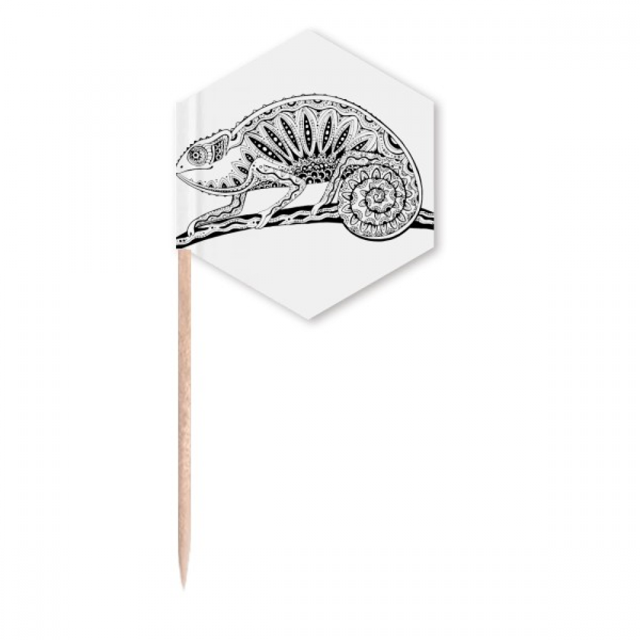Long Tail Lizard Animal Portrait Sketch Toothpick Flags Cupcake Picks Party Celebration