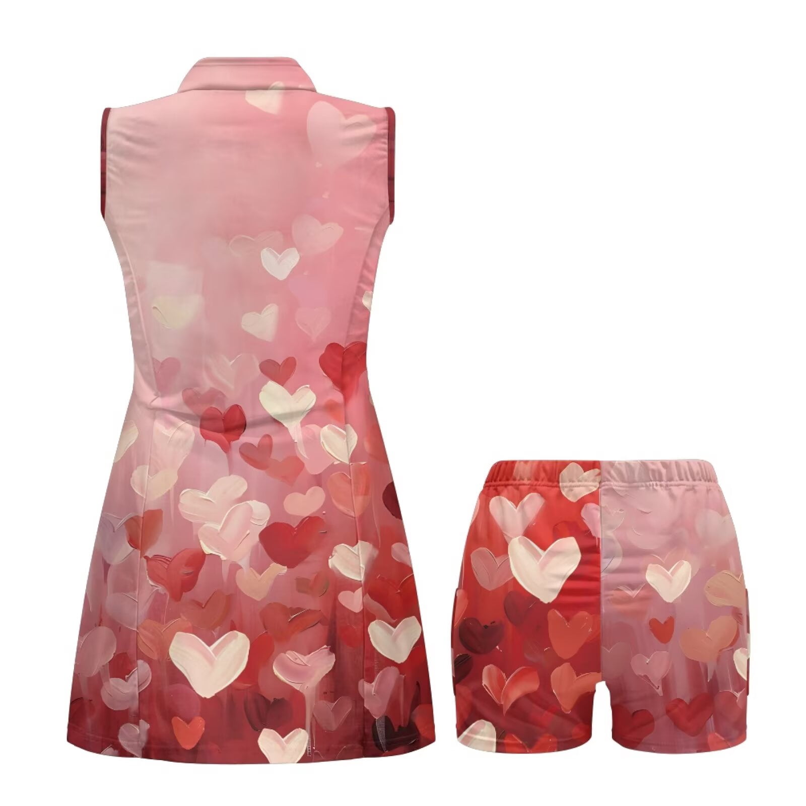 Uorisanigo Artistic Heart Golf Dresses for Women Soft Breathable Womens Sleeveless Golf Tennis Dresses Fashion Outing Wear with Inner Shorts＆Pockets 2 Pieces