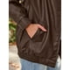 thumbnail image 5 of Chaqueta de cuero AUTOMET de gran tamaño de gamuza sintética marrón para mujer, 5 of 6