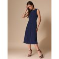 thumbnail image 4 of DARING DIVA Notch V Neck A-Line Office Dress L Dark Blue, 4 of 6