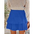 thumbnail image 3 of Pantalones cortos Aoudery Flowy para mujer, pantalones cortos con volantes, azul XL, 3 of 6