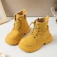 thumbnail image 2 of BOBOGOJP Girls Boots Fashion Ankle Boots for Girls with Low Heel Short Suede Booties with Bow for Toddler/Little Kids Yellow for Size 9, 2 of 6