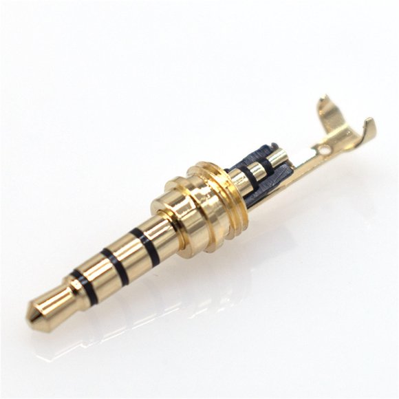 Meiiso 3.5 Four-Pole Plug Pure Copper Gold-Plated with Solder Piece with Screw Thread Headphone Plug 3.5 Plug Aluminum Welding Wire, Diy 3.5Mm Jack Male Headphone Plug