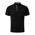 thumbnail image 2 of Collarless Golf Shirts for Men Summer Waffle Knit Short Sleeve 3 Button Collarless Performance Shirts Moisture Wicking For Casual Daily Wear Black 3XL, 2 of 6