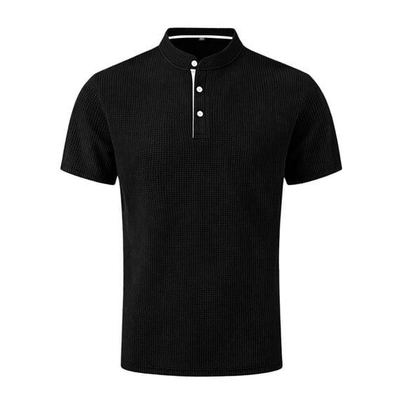 Breeze Polo Shirts for Men Beer Belly Ultra Comfortable Stretchy Quick Dry Textured Collared Short Sleeve Shirts for Office Summer Daily Black L