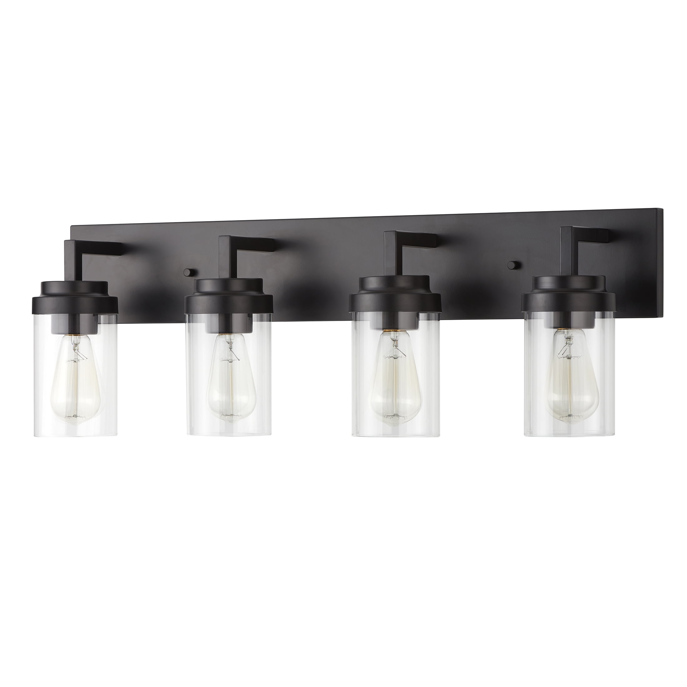 Kyrid 4-Light Black Dimmable Vanity Light over Mirror with Glass Shade for Bathroom