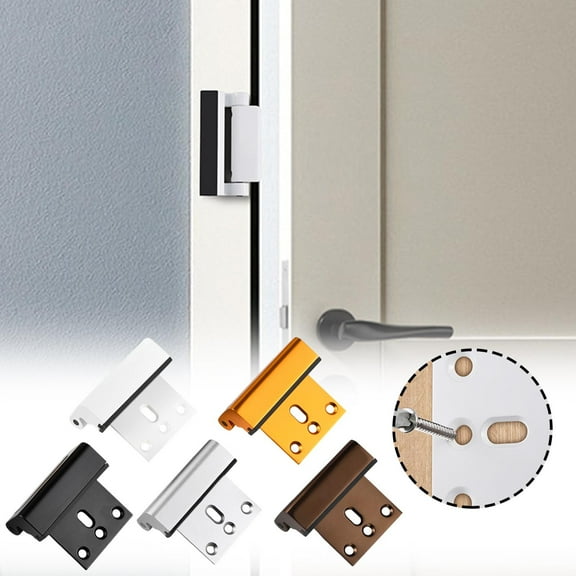 Home Security Door Reinforcement Lock for Interior & Bathroom Doors, Heavy-Duty Anti-Pry Safety Lock with Matching Screws, Easy Install Door Lock for Home Safety & Privacy Protection, 2*1.5in, Coffee