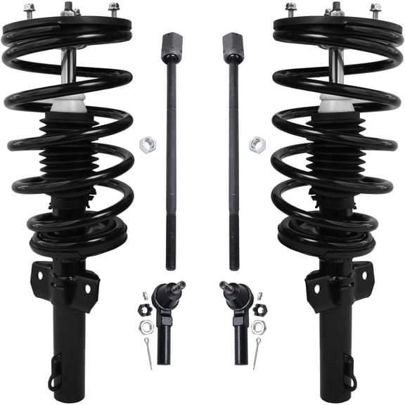 Detroit Axle - Front Struts Kit for Ford 1995-2003 Windstar 2 Struts with Coil Springs 4 Inner Outer Tie Rod End Links 1996 1997 1998 1999 2000 2001 2002 Replacement Suspension