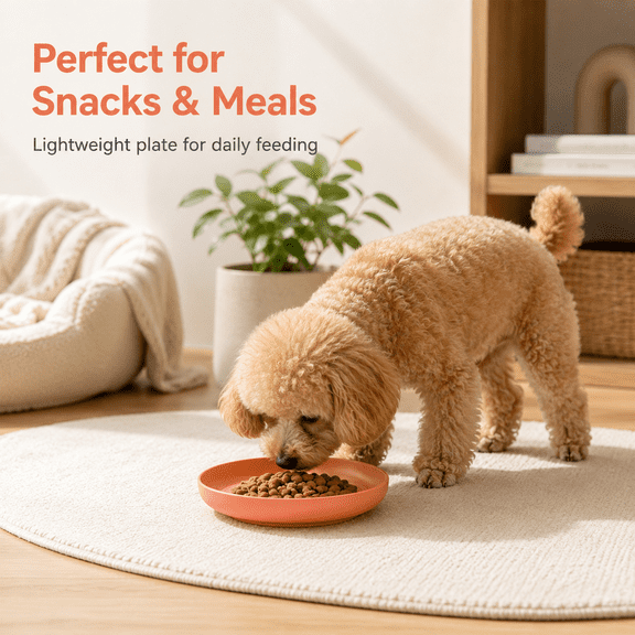 Pet Feeding Bowl, Shallow Wide Round Snack Dish Easy to Clean for Dry Food Wet Food Treats for Small Medium Pets，5.91x5.91in