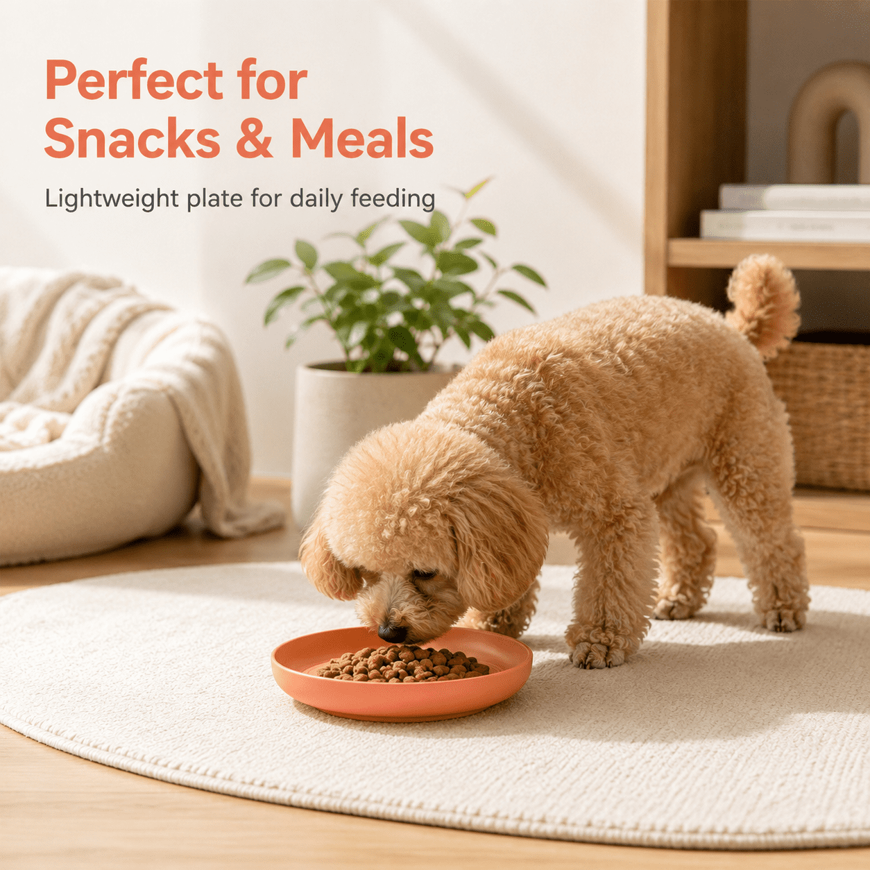 Pet Feeding Bowl Shallow Wide Round Snack Dish Easy to Clean for Dry Food Wet Food Treats for Small Medium Pets，5.91x5.91in