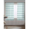 thumbnail image 5 of Sheer Curtains 72 Inches Long 2 Panels Set for Bedroom, Boho Turquoise Stripe Semi Sheer Curtains for Windows, Abstract Geometric White Minimalist Voile Window Treatments Rod Pocket Curtain, 5 of 7