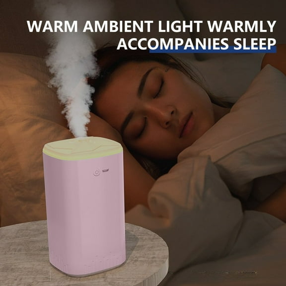 White & Pink 360ml Top-Fill Humidifier with Night Light, Auto Shut-Off, Remote Control & Aromatherapy – 5W USB Plug-in Cool Mist for Home, Office, Nursery – Ultra Quiet, Easy Clean, 14x7x7cm
