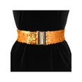 thumbnail image 4 of INSPIRE CHIC Women‘’s Elastic Waist Belt Sequins Decor Metal Interlock Buckles Belts for Dresses Orange, 4 of 5