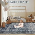 thumbnail image 5 of JoanKaren 9'x12' Area Rugs for Living Room Washable Rugs,Floral Print Non-Slip Vintage&Foldable,Low,Pile Stain-Resistant Distressed Oriental Carpet,Blue, 5 of 9