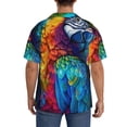 thumbnail image 7 of Balery Colorful Parrot Jungle Dream Men's Casual Button Down Shirt Short Sleeve Textured Summer Cuban Beach Shirts-Small, 7 of 7
