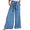 Blue, variant on Summer Pants for Women Casual Solid Color Pants Baggy Elastic Waist Trouser Wide Leg Pant With Pocket Fashion High Straight Pant Juniors Beach Business Casual Stretch Women Cute for Khaki 2XL
