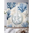 thumbnail image 4 of Sky Blue Coral Sheer Curtains 96 Inch Long 2 Panels, Retro Starfish Coastal Summer Shell Light Filtering Rod Pocket Curtains, Sheer Voile Drapes for Living Room Bedroom, 52"x96", 4 of 8