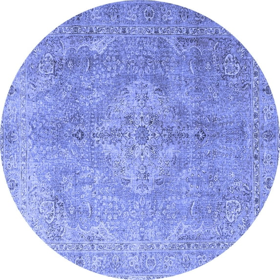 Ahgly Company Machine Washable Indoor Round Persian Blue Traditional Area Rugs, 7' Round