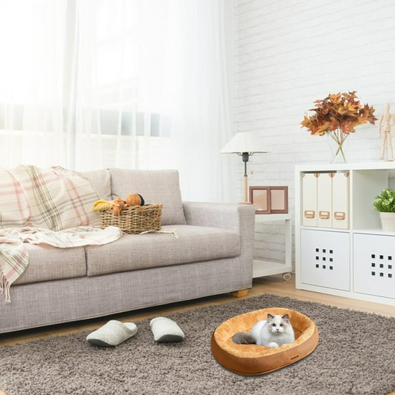 EARKITY Dog Beds for Small Dogs - Round Cat Beds for Indoor Cats, Washable Pet Bed for Puppy and Kitten with Slip-Resistant Bottom, Super Soft Durable Fabric Pet Beds, Washable Luxury Cat & Dog Bed