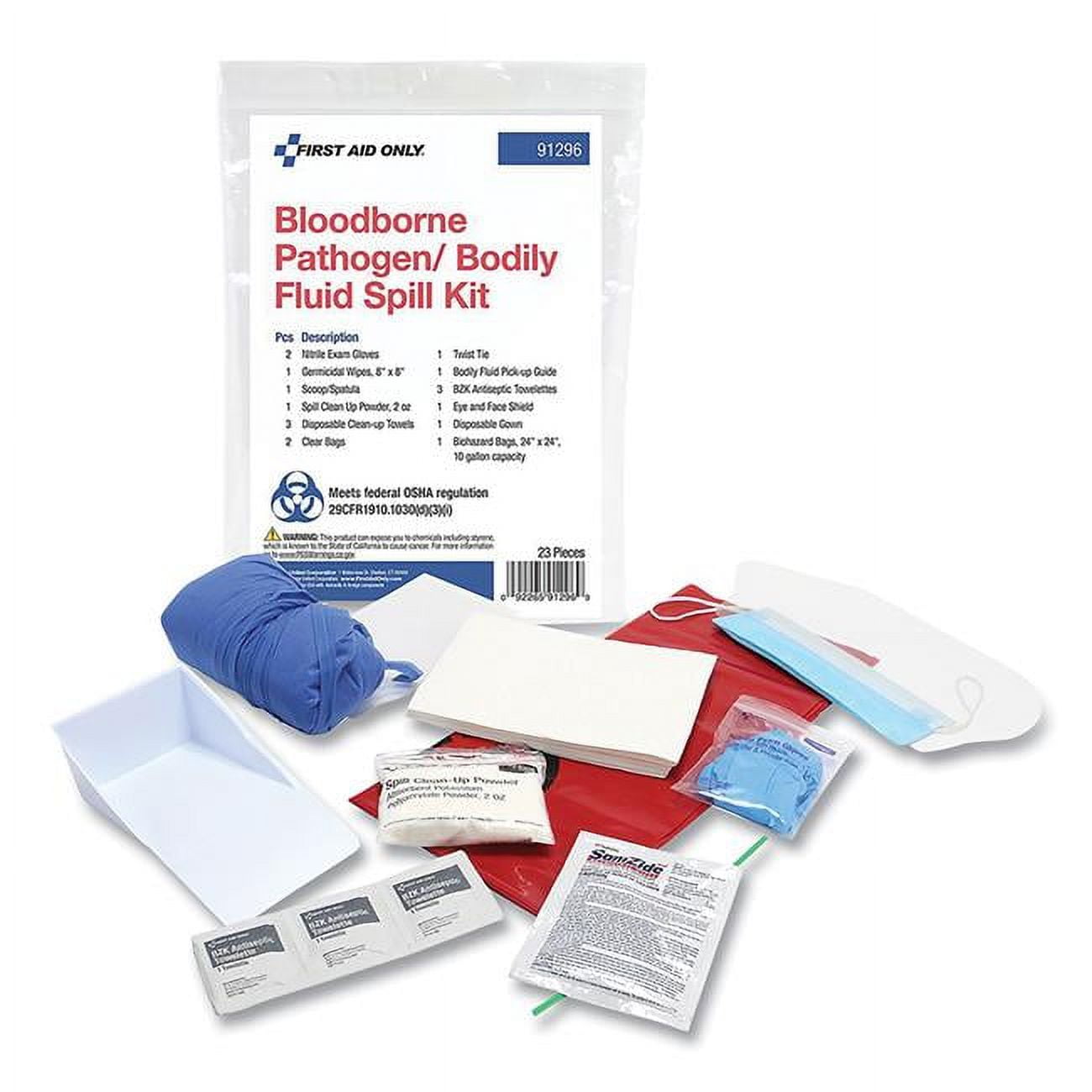 Bloodborne Pathogen Kit, Not Applicable Volume Absorbed per Kit, Bag, 17 91296