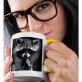 thumbnail image 2 of 3dRose, Baby Raccoon black and white digital image., 11oz Two-Tone Yellow Mug, 2 of 7