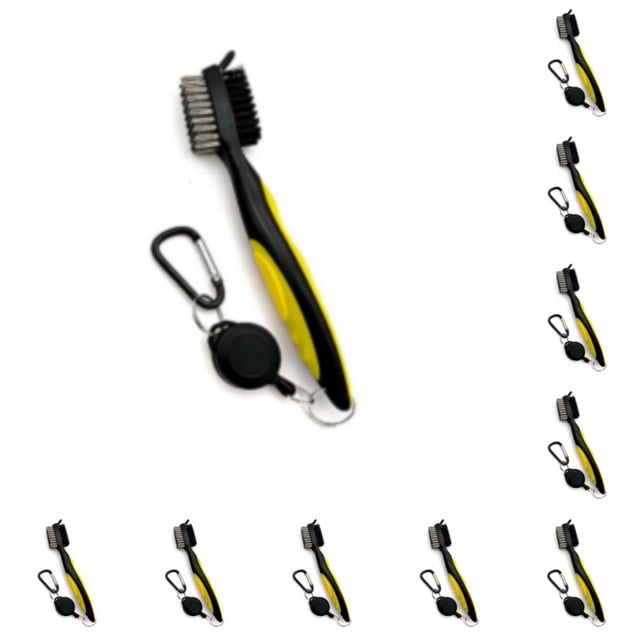 Cepillo para palos de Golf Eigraketly portátil ergonómico doble cara herramienta de limpieza Amarillo sin tapa 10Conjunto