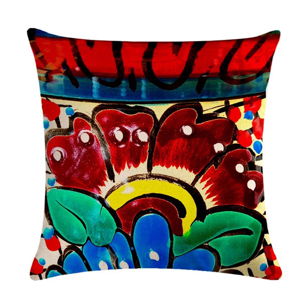 45 * 45 cm (18 Pulgadas *) Mexicano Patrón De Lino Coche Funda De Cojín Decorativa Para El Hogar