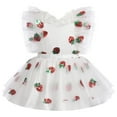 thumbnail image 2 of IBTOM CASTLE Baby Toddler Girl Backless Lace Butterfly Strawberry Ruffle Princess Cake Smash Birthday Party Photoshoot Dress 2-3 Years White, 2 of 6