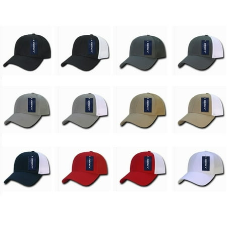- Plain Solid Flex Low Crown Cotton Mesh 6 Panel Baseball Golf Fit Fitted Hat Cap-Black