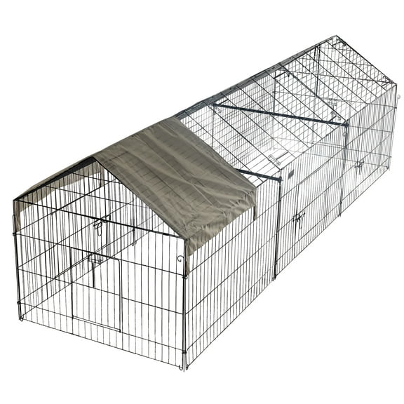 Metal Chicken Coop 130"×40"×40" Chicken Run with Waterproof Cover Portable Poultry Cage Walk in Hen House Outdoor Backyard Farm Animal Enclosure Crate Pet Playpen Exercise Pen for Rabbit Duck
