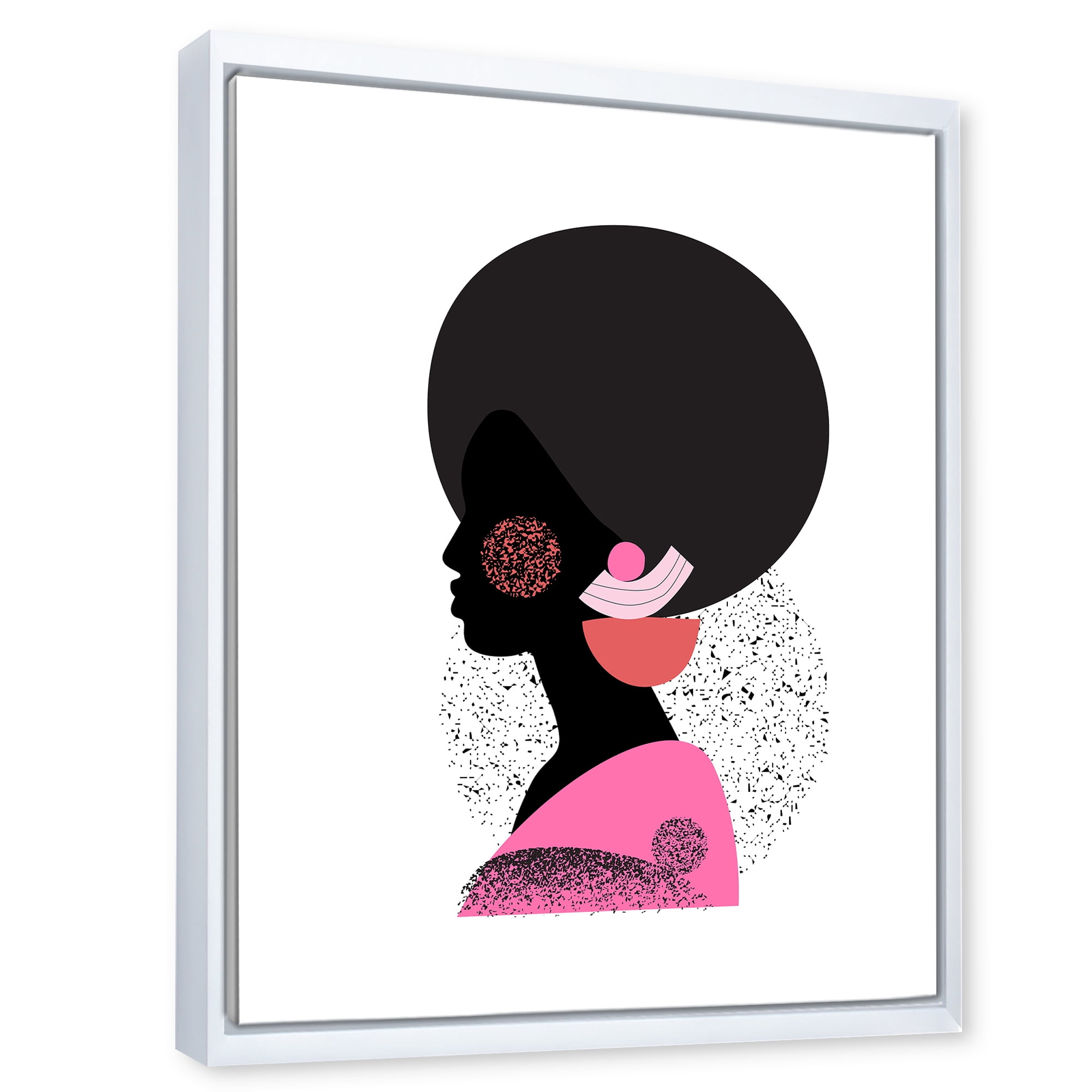 Designart 'Ethnic Geometric Silhouette of African American I' Modern Framed Canvas Wall Art Print
