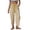 Yellow, variant on Delayuji Women's Linen Pants Striped Cropped Pants Casual High Waist Loose Fit Summer Beach Pants With Pockets Beach Vacation Clothing
