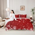 thumbnail image 4 of Homewish White Snowflake 7-Piece Twin Bedding Sets For Preppy Children Kids,Merry Christmas Bedding Comforter Set,Happy Winter Xmas Breathable Sheet Sets,Luxury Bedroom Decor,Reversible, 4 of 8