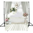 thumbnail image 1 of BSDHOME Polyester 5x7ft Photography Backdrop Photo White Blanket Colorful Beautiful Flowers Photowood Floor Backdrop Studio Background Pattern for Kids Baby Photo Studio Portrait Shooting, 1 of 3