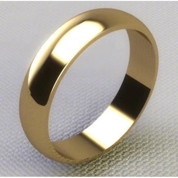 Plain Dome D Shape 14K Yellow Gold Plated Men's Wedding Band Ring in Silver 14k Yellow Gold Plated