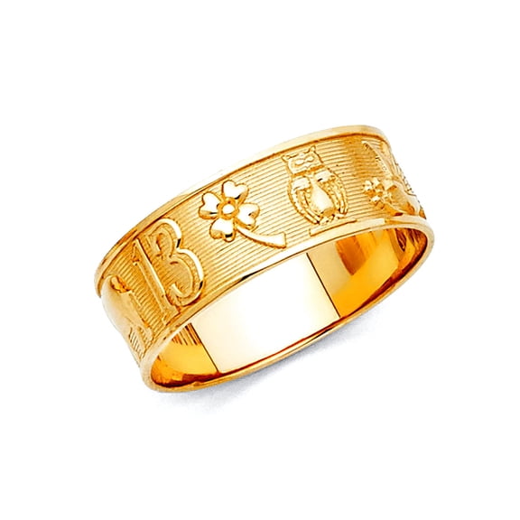 14k Yellow Gold Lucky Ring Size 7 Ring for Women - 2.7 Grams