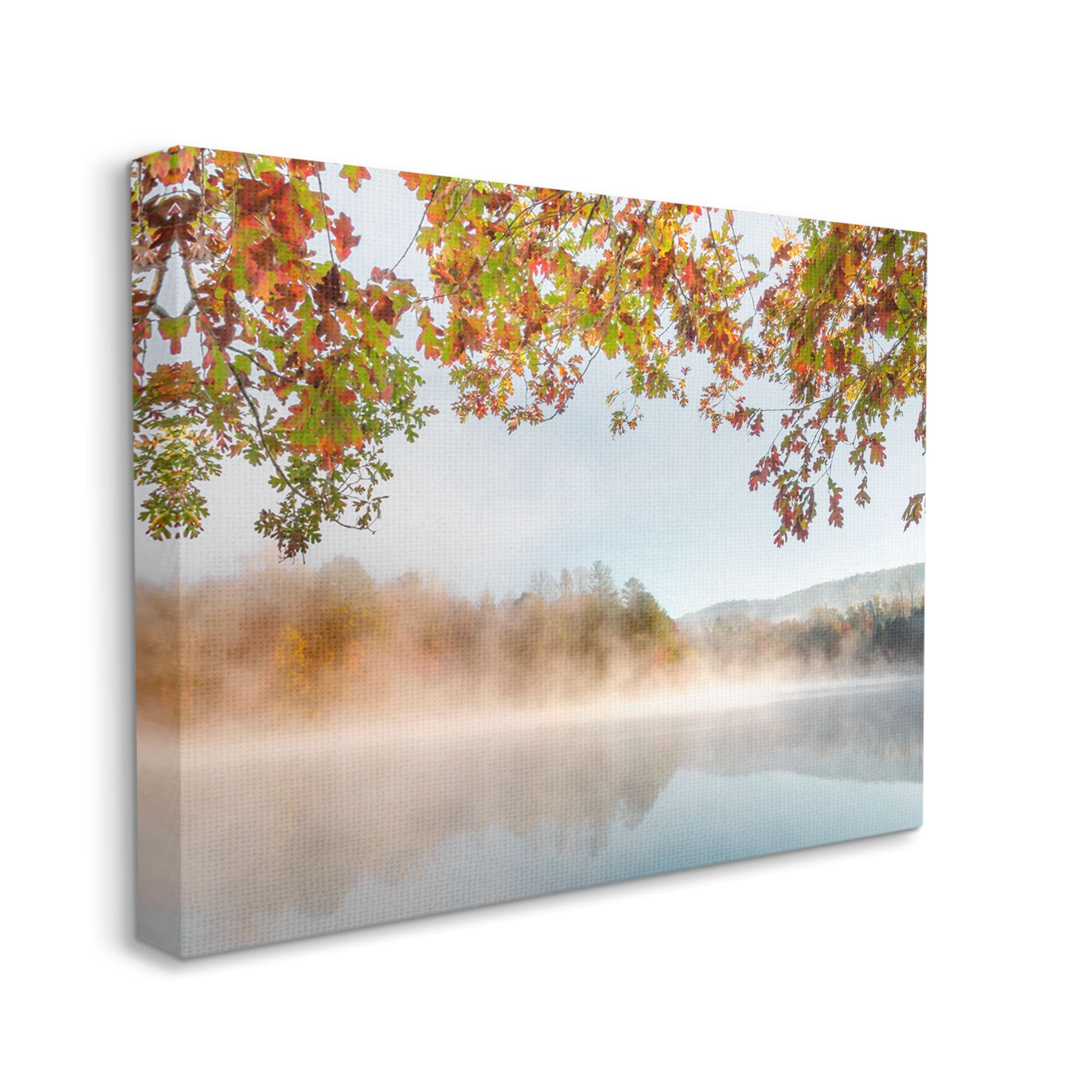 Stupell Industries Foggy Autumn Lake Landscape Fall Tree Leaf Overhang, 40 x 30,Design by Danita Delimont