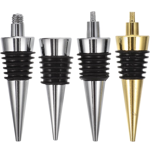 4pcs Classic Bottle Stopper Threaded Wine Bottle Stopper Reusable Bottle Stopper