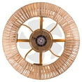 thumbnail image 2 of Rattan LED Chandelier 18.5" Bladeless Caged Ceiling Fan Light +6 Speeds & Remote, 2 of 16